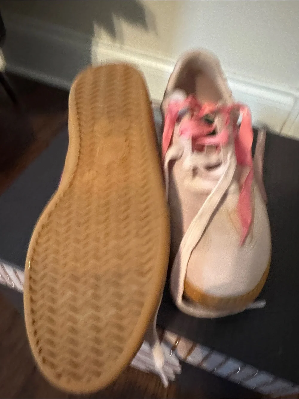 wonder nation Pink Suede Sneakers with Pink Satin Ribbon Laces
